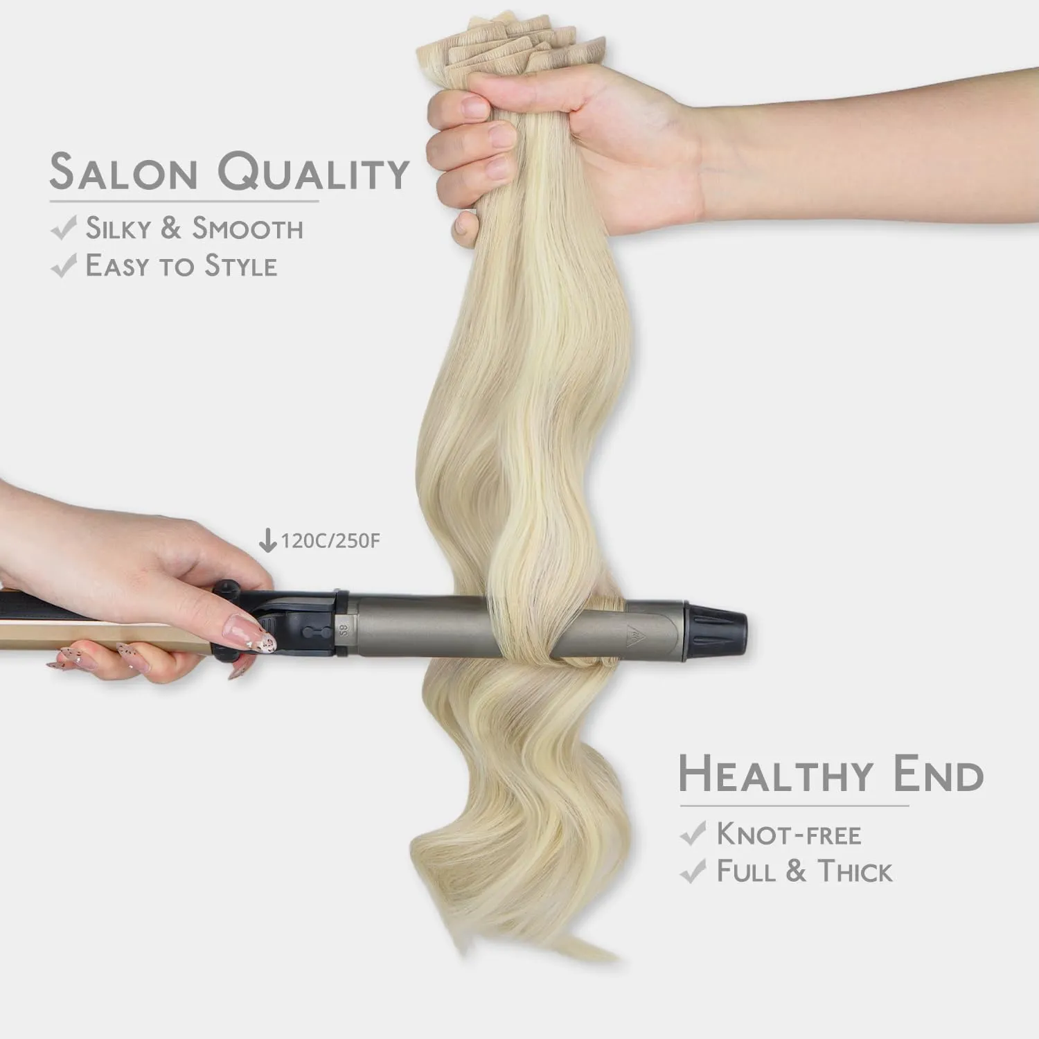 WENNALIFE Invisi Edge Tape in Hair Extensions Human Hair, 14 Inch 50g 20pcs Ash Blonde Highlighted Platinum Blonde Invisible Luxury Remy Hair Extensions Natural Seamless Injected Tape Ins Straight