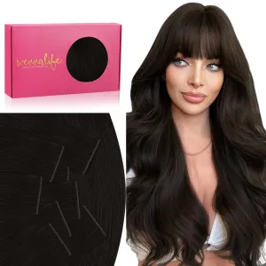 WENNALIFE Invisi Edge Tape in Hair Extensions Human Hair, 14 Inch 50g 20pcs Dark Brown Invisible Luxury Remy Hair Extensions Natural Seamless Injected Tape Ins Straight Extensiones De Cabello Humano