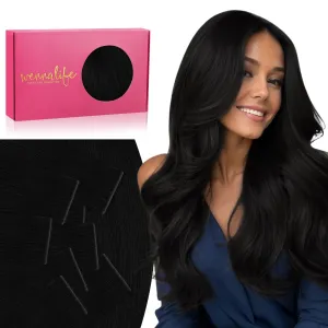 WENNALIFE Invisi Edge Tape in Hair Extensions Human Hair, 14 Inch 50g 20pcs Jet Black Invisible Luxury Remy Hair Extensions Natural Seamless Injected Tape Ins Straight Extensiones De Cabello Humano
