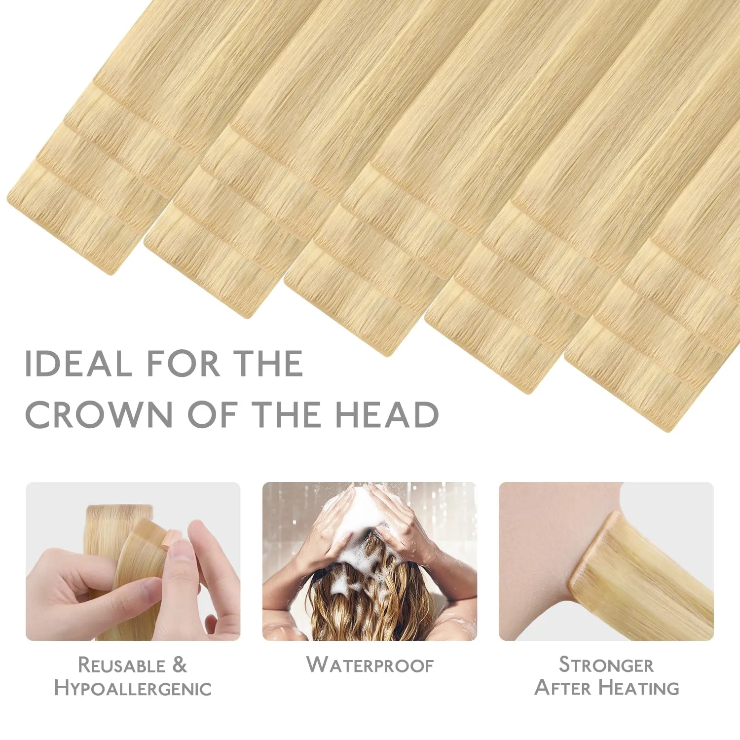WENNALIFE Invisi Edge Tape in Hair Extensions Human Hair, 14 Inch 50g 20pcs Light Blonde Highlighted Golden Blonde Invisible Luxury Remy Hair Extensions Natural Seamless Injected Tape Ins Straight