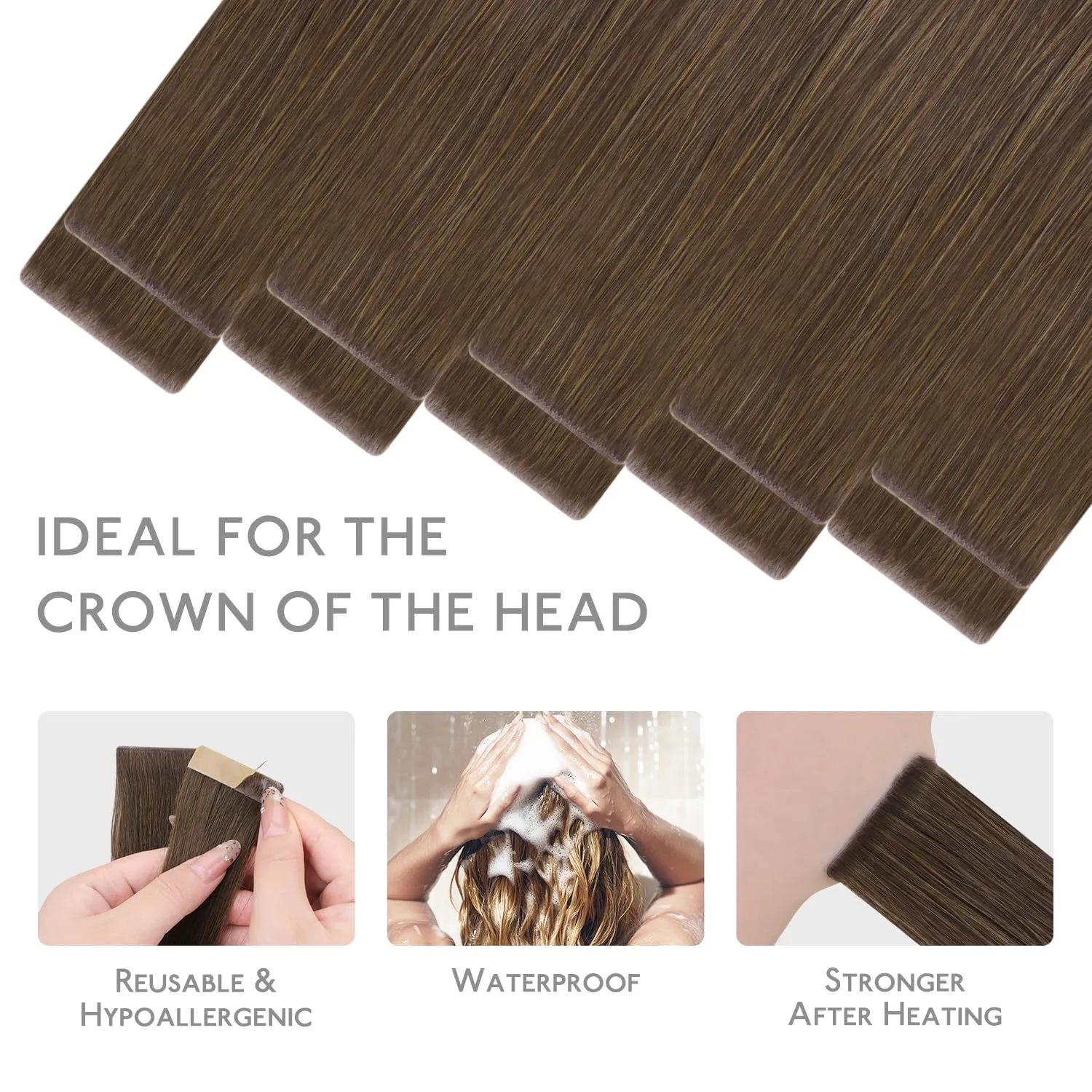 WENNALIFE Invisi Edge Tape in Hair Extensions Human Hair, 16 Inch 25g 10pcs Cool Ash Brown Invisible Luxury Remy Hair Extensions Natural Seamless Injected Tape Straight Extensiones De Cabello Humano