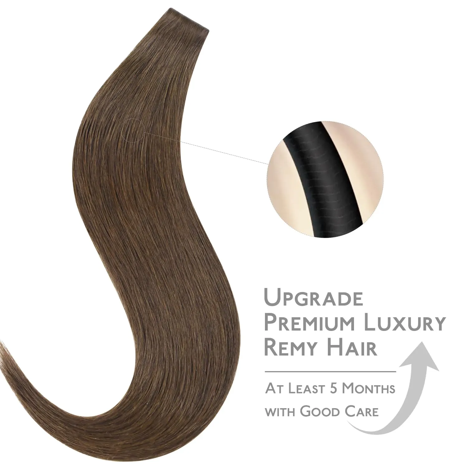 WENNALIFE Invisi Edge Tape in Hair Extensions Human Hair, 16 Inch 25g 10pcs Cool Ash Brown Invisible Luxury Remy Hair Extensions Natural Seamless Injected Tape Straight Extensiones De Cabello Humano