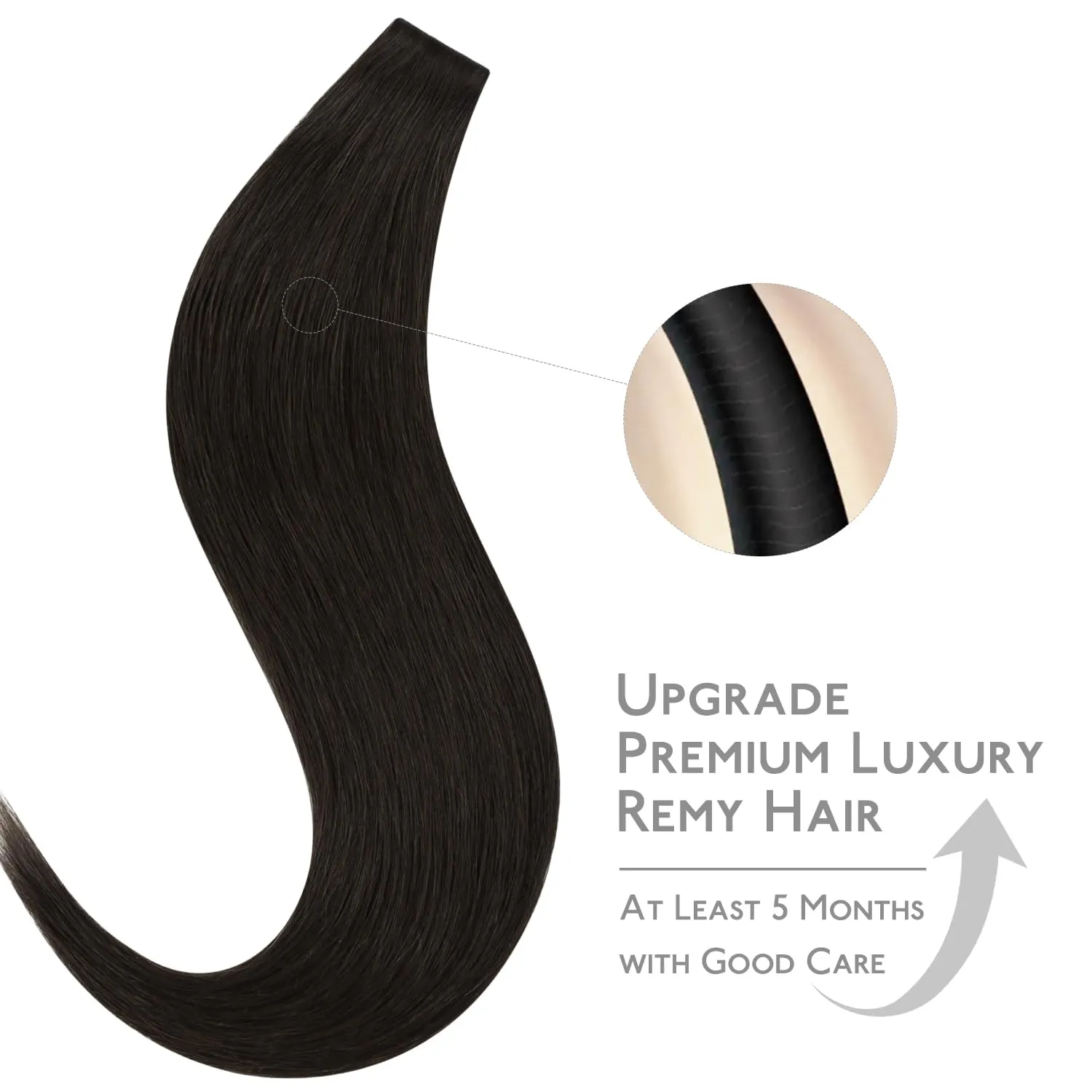 WENNALIFE Invisi Edge Tape in Hair Extensions Human Hair, 16 Inch 25g 10pcs Dark Brown Invisible Luxury Remy Hair Extensions Natural Seamless Injected Tape Ins Straight Extensiones De Cabello Humano