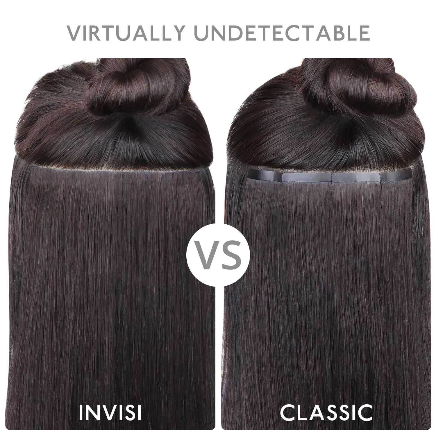 WENNALIFE Invisi Edge Tape in Hair Extensions Human Hair, 16 Inch 25g 10pcs Jet Black Invisible Luxury Remy Hair Extensions Natural Seamless Injected Tape Ins Straight Extensiones De Cabello Humano