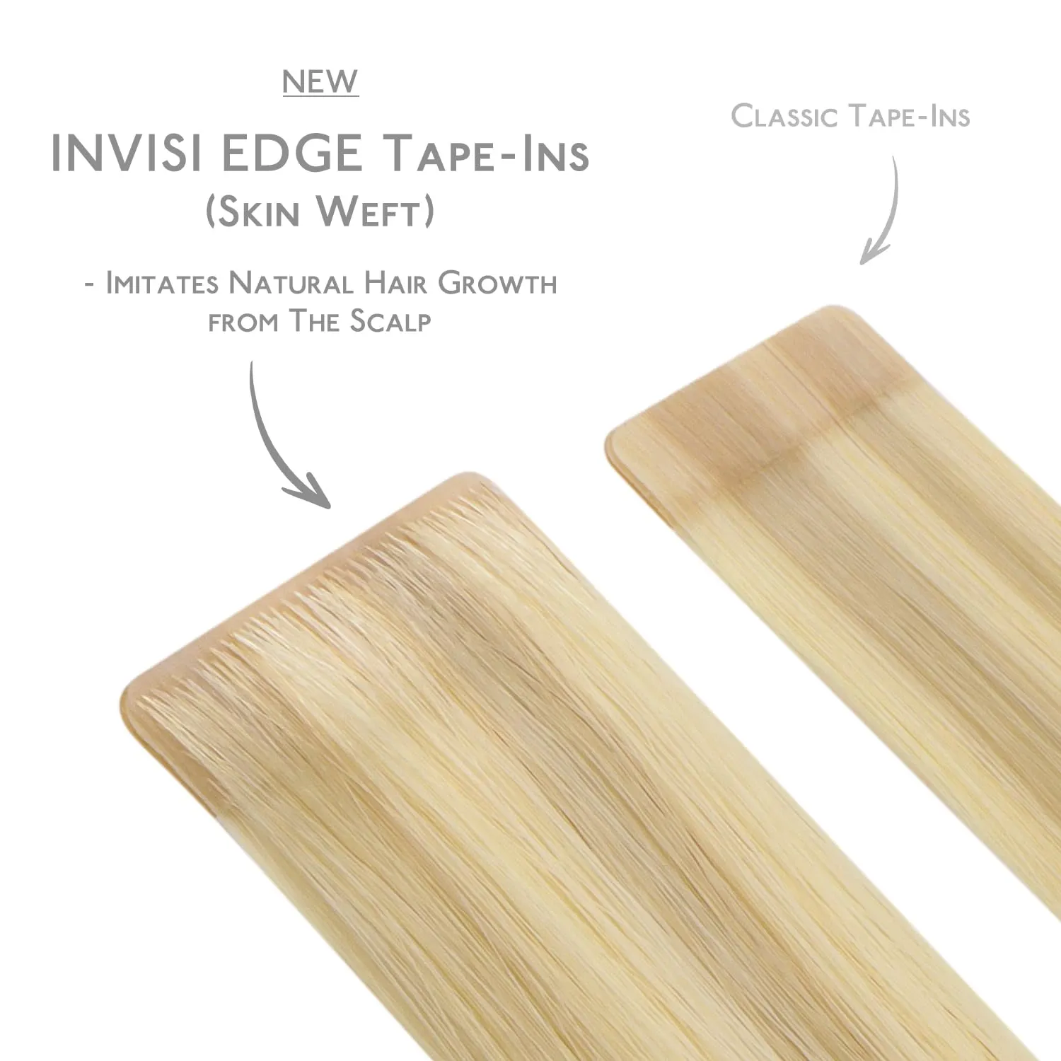 WENNALIFE Invisi Edge Tape in Hair Extensions Human Hair, 16 Inch 25g 10pcs Light Blonde Highlighted Golden Blonde Invisible Luxury Remy Hair Extensions Natural Seamless Injected Straight Extensiones