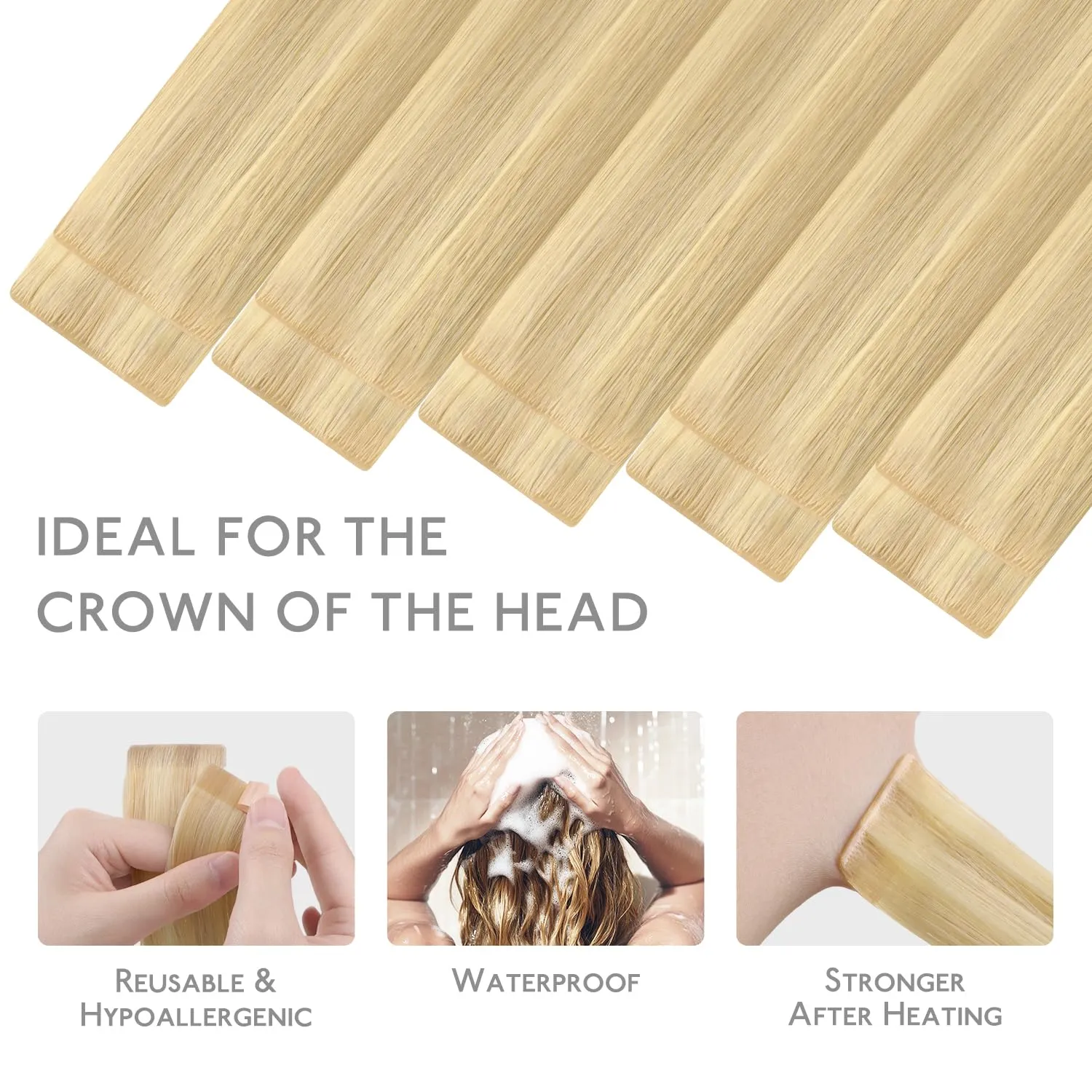 WENNALIFE Invisi Edge Tape in Hair Extensions Human Hair, 16 Inch 25g 10pcs Light Blonde Highlighted Golden Blonde Invisible Luxury Remy Hair Extensions Natural Seamless Injected Straight Extensiones