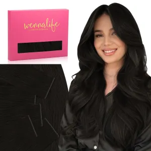 WENNALIFE Invisi Edge Tape in Hair Extensions Human Hair, 16 Inch 25g 10pcs Natural Black Invisible Luxury Remy Hair Extensions Natural Seamless Injected Tape Straight Extensiones De Cabello Humano