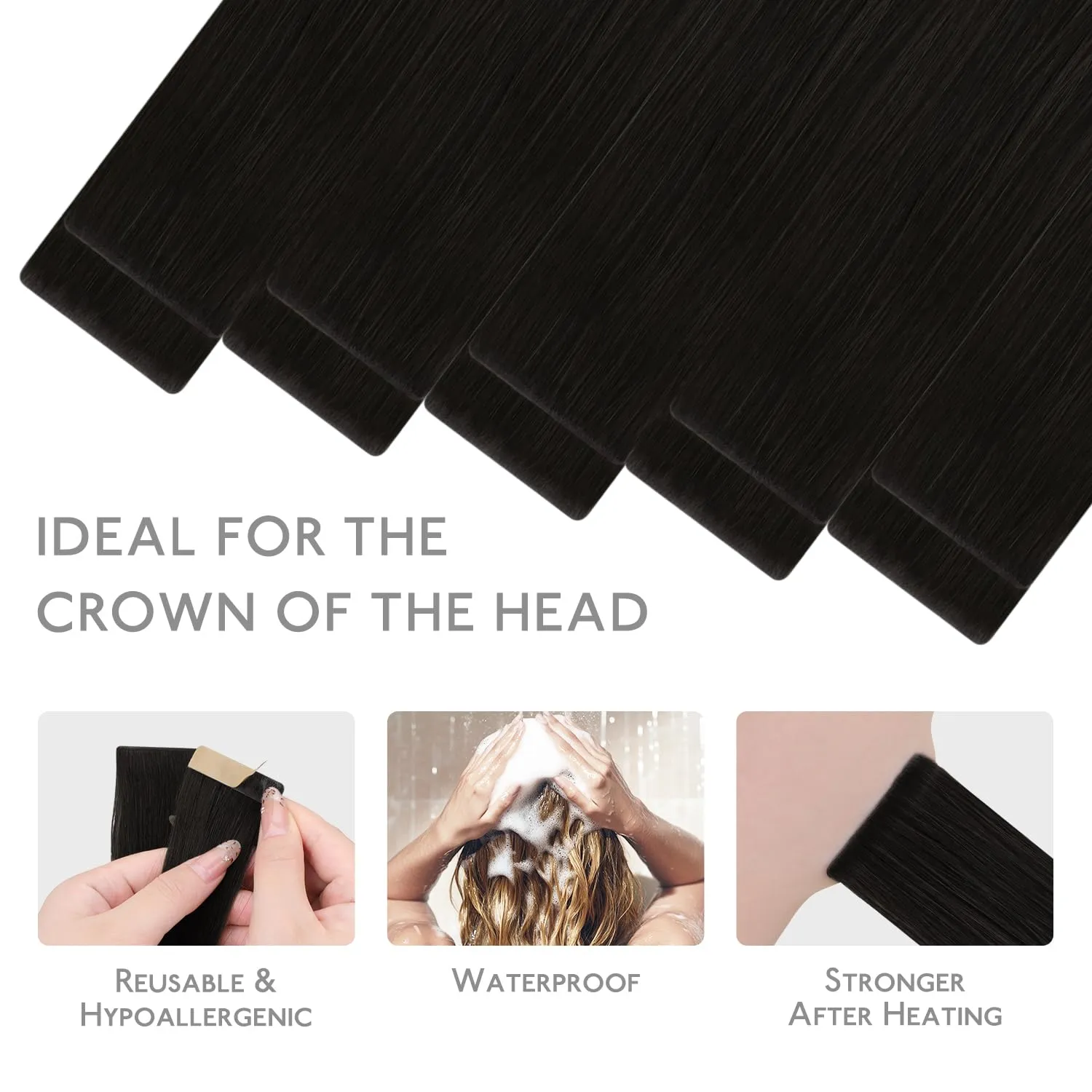 WENNALIFE Invisi Edge Tape in Hair Extensions Human Hair, 16 Inch 25g 10pcs Natural Black Invisible Luxury Remy Hair Extensions Natural Seamless Injected Tape Straight Extensiones De Cabello Humano
