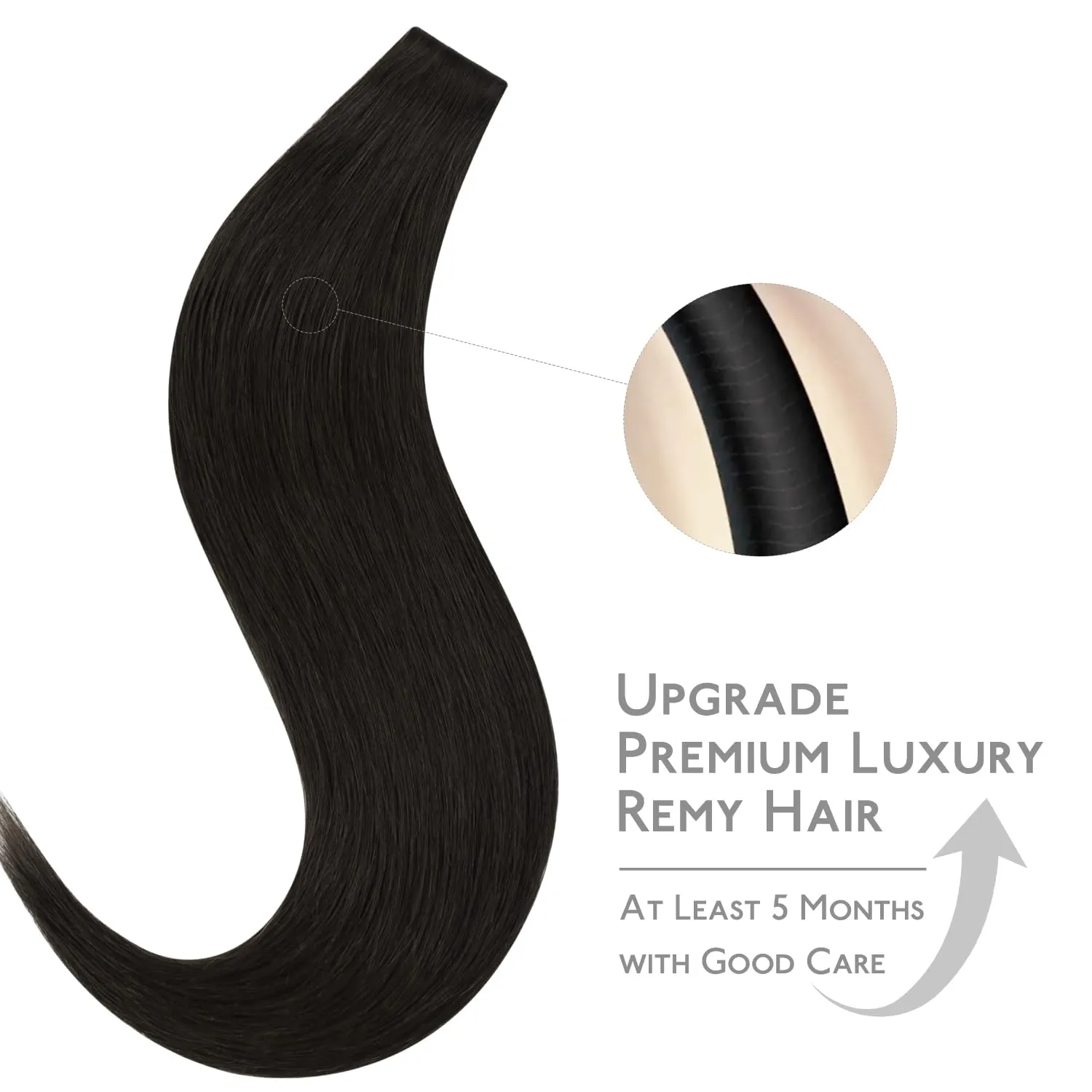 WENNALIFE Invisi Edge Tape in Hair Extensions Human Hair, 16 Inch 25g 10pcs Natural Black Invisible Luxury Remy Hair Extensions Natural Seamless Injected Tape Straight Extensiones De Cabello Humano