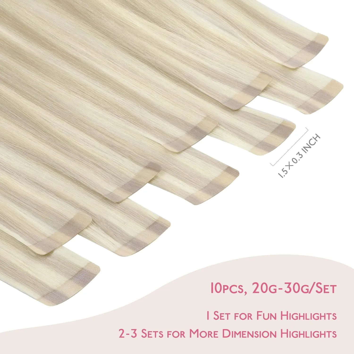 WENNALIFE Tape in Hair Extensions Human Hair Ash Blonde Highlighted Platinum Blonde Tape in Extensions, 10pcs 30g 22 inch Remy Invisible Tape Ins Straight Soft Real Human Hair Tape in Extensions
