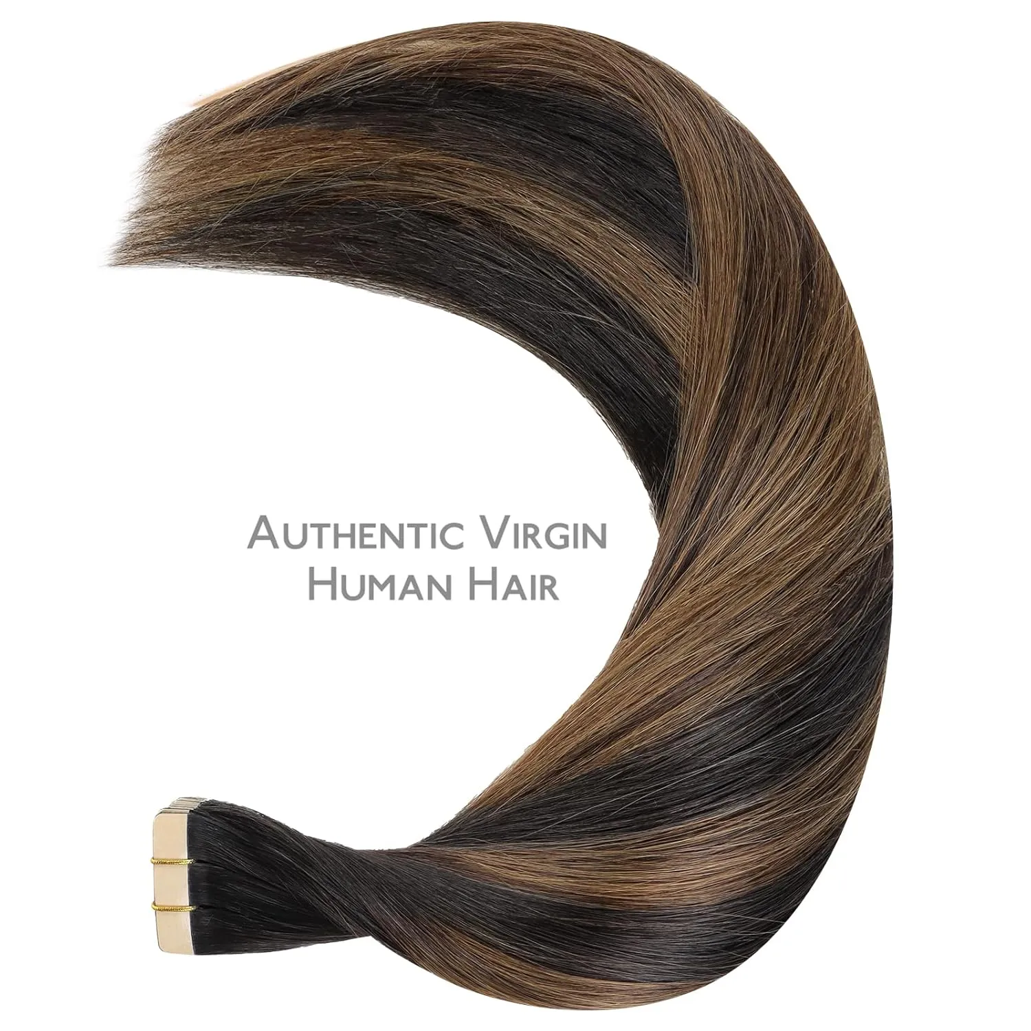 WENNALIFE Tape in Hair Extensions Human Hair Balayage Natural Black to Chestnut Brown, 10pcs 30g 22 inch Remy Invisible Tape Ins Straight Soft Real Human Hair Tape in Extensions