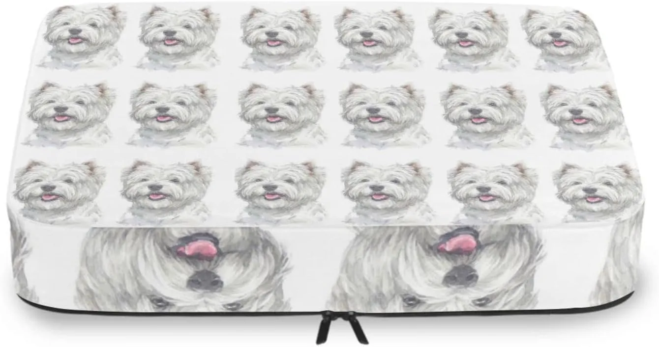 West Highland White Terrier Breed Dog Painting on White 4 PCs Set Packing Bags, Luggage Organizer Bag, Portable Cube Toiletry bag, Durable Travel Cosmetic Storage Bag for Men Women