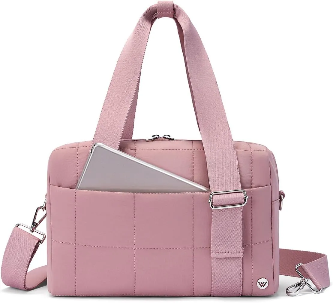 WESTBRONCO Small Puffer Crossbody Bags for Women, Mini Puffy Quilted Gym Bag Lightweight Tote Bag with Zipper Compartments