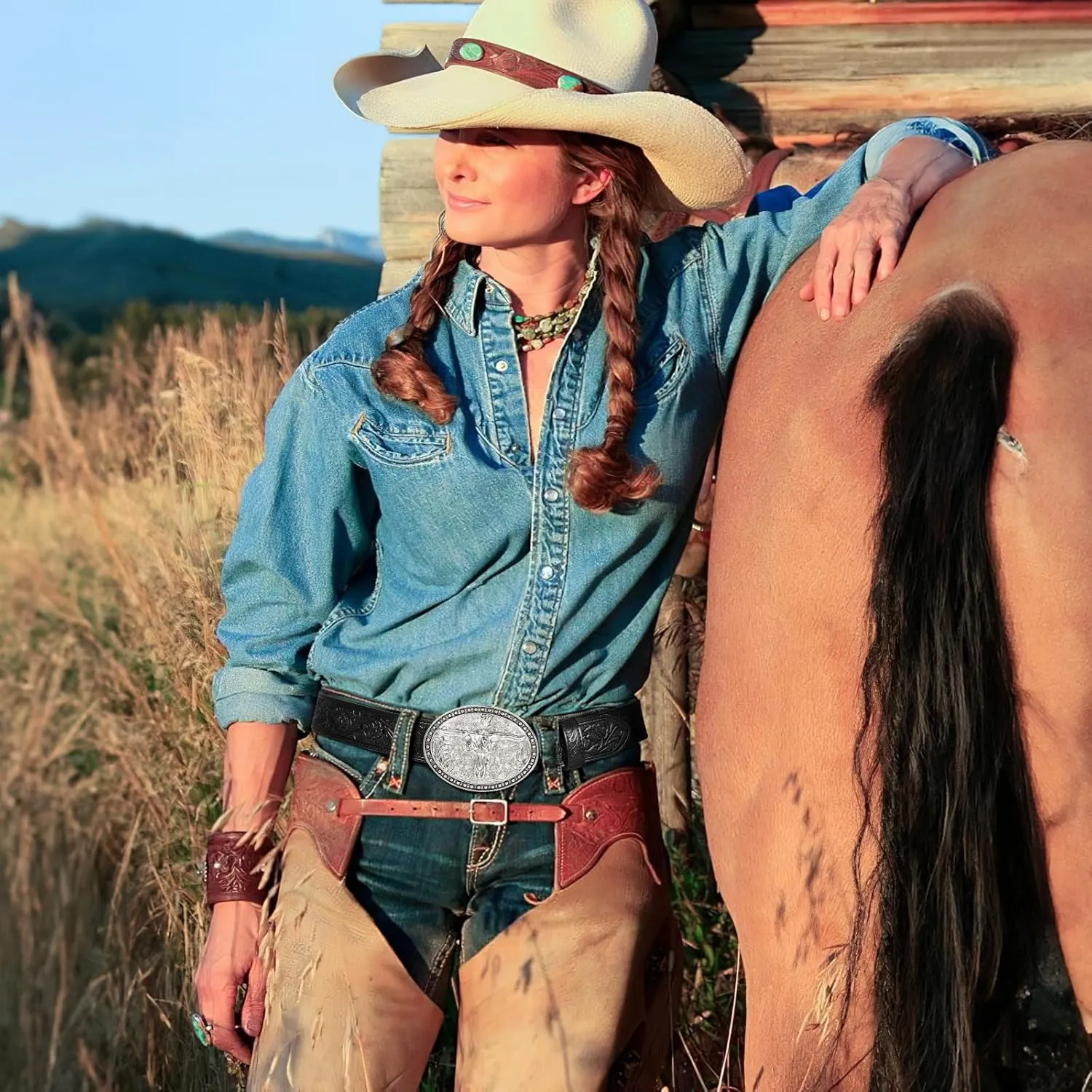 Western Leather Belt for Men Women Cowgirl Cowboy Western Longhorn Bull Buckle Belt for Jeans Christmas Gifts Belts