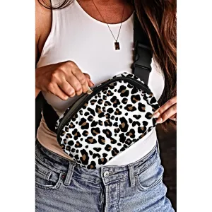 White Cheetah Print Multi Interlayer Zipped Crossbody Bag