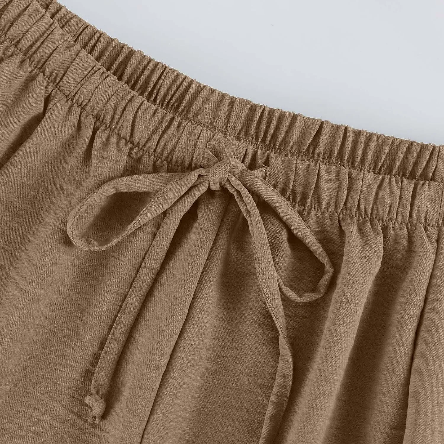 Wide Leg Capri Pants for Women Elastic Waist Casual Loose Summer Capris Beach Travel Vacation Palazzo Harem Pants