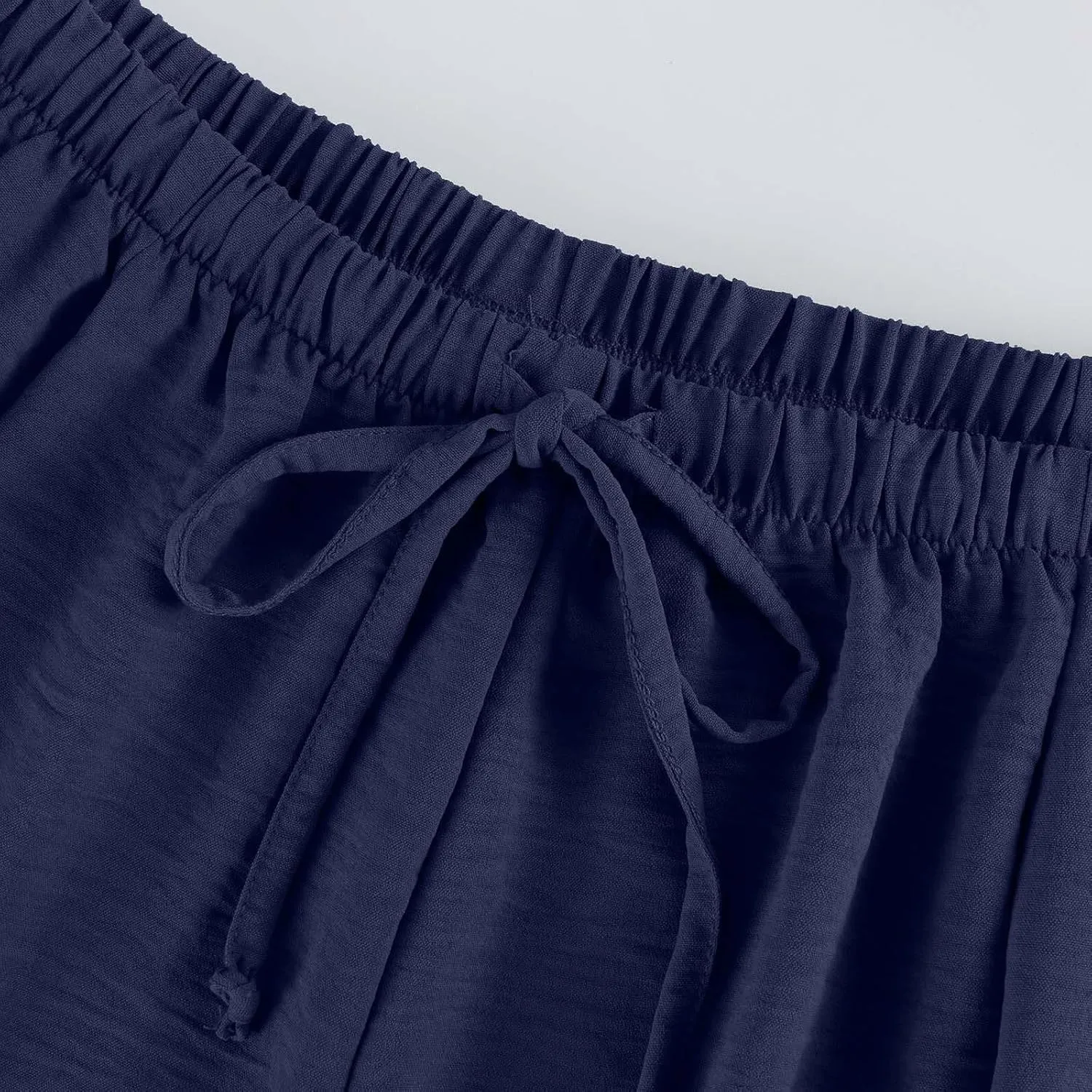 Wide Leg Capri Pants for Women Elastic Waist Casual Loose Summer Capris Beach Travel Vacation Palazzo Harem Pants
