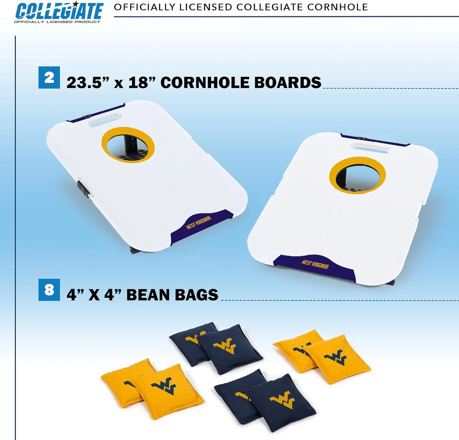 Wild Sports NCAA Pro Football All-Weather Cornhole Set - Travel Bean Bag Toss Set Includes 8 Bean Bags