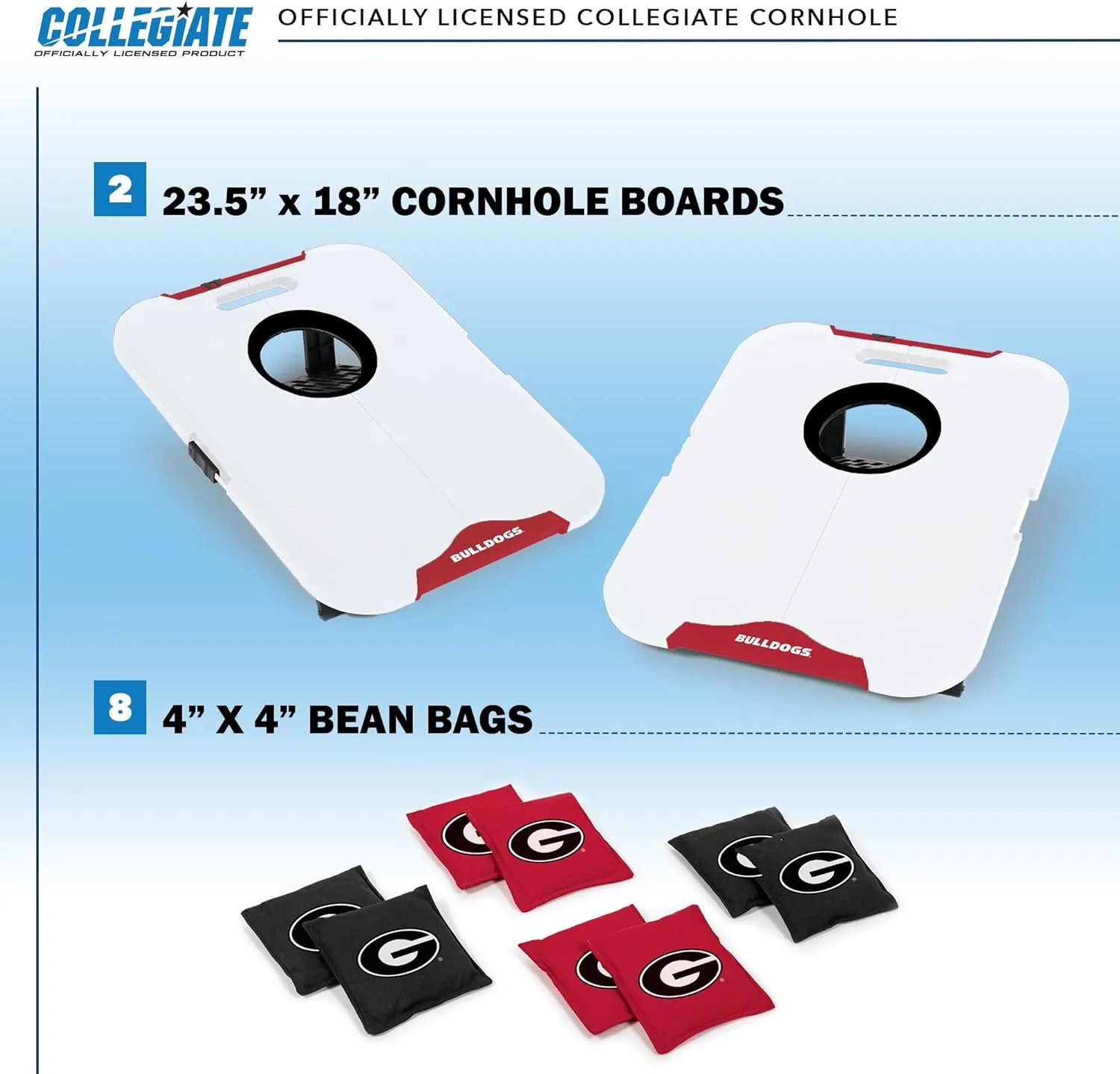 Wild Sports NCAA Pro Football All-Weather Cornhole Set - Travel Bean Bag Toss Set Includes 8 Bean Bags