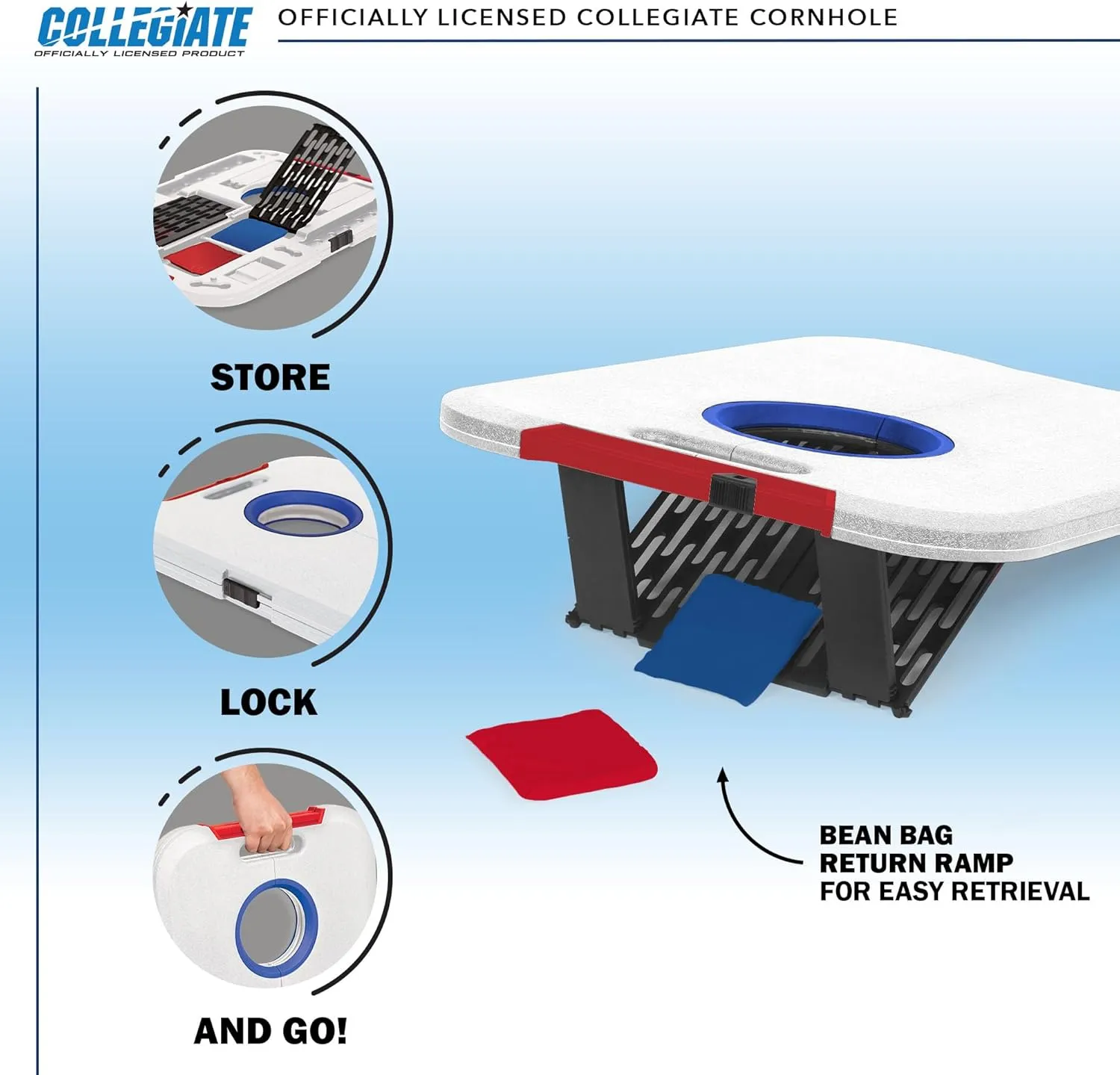 Wild Sports NCAA Pro Football All-Weather Cornhole Set - Travel Bean Bag Toss Set Includes 8 Bean Bags