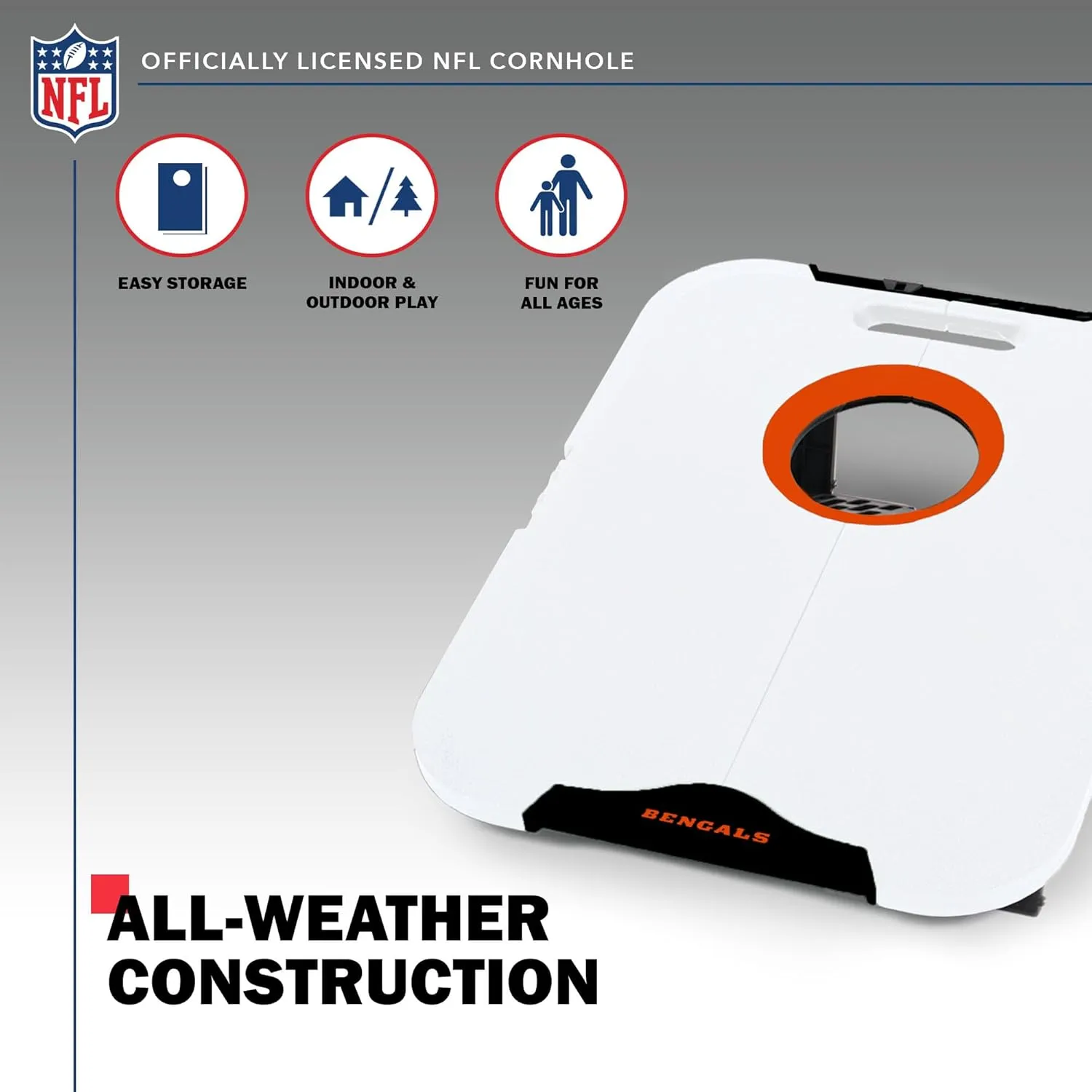 Wild Sports NFL Pro Football All-Weather Cornhole Set - Travel Bean Bag Toss Set Includes 8 Bean Bags