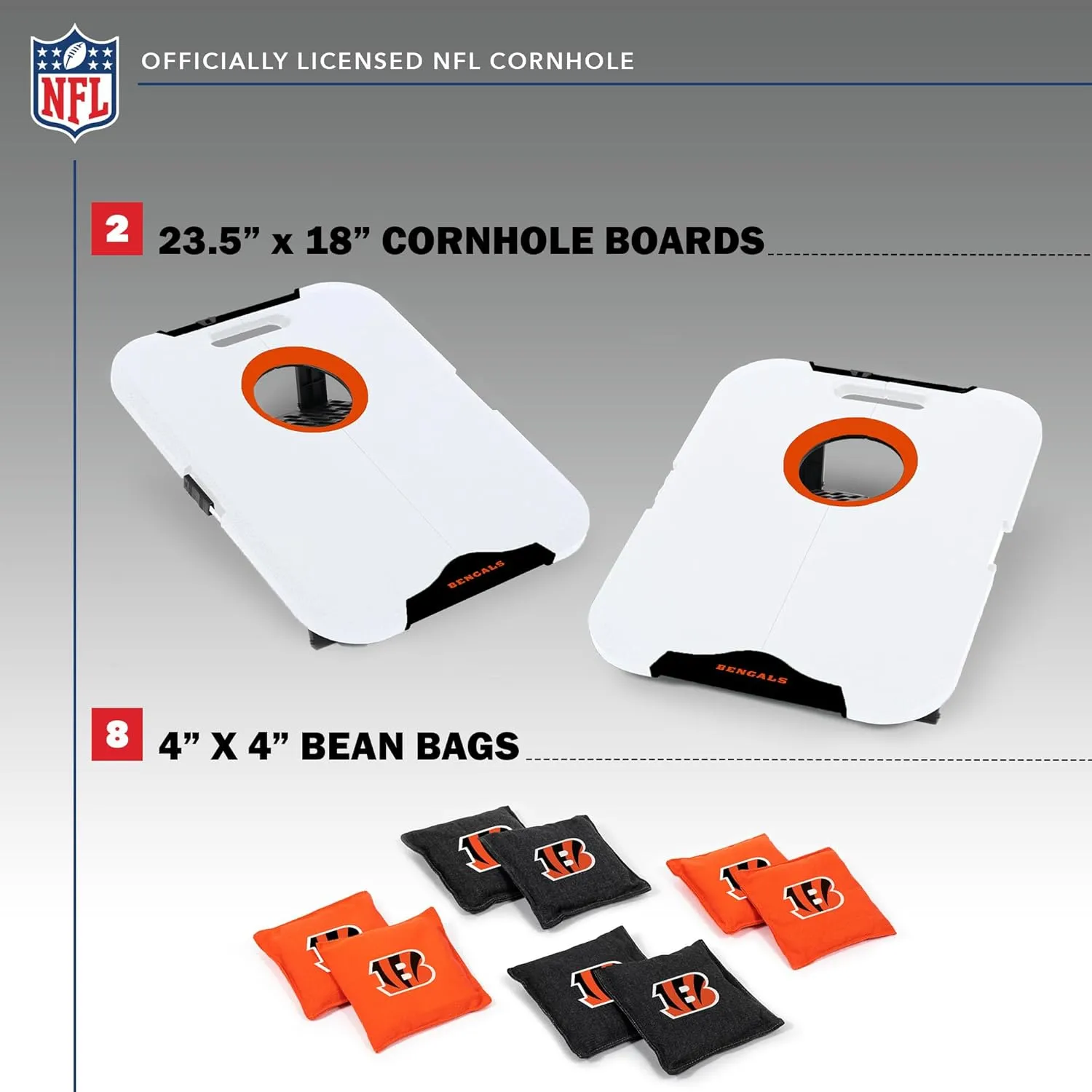 Wild Sports NFL Pro Football All-Weather Cornhole Set - Travel Bean Bag Toss Set Includes 8 Bean Bags