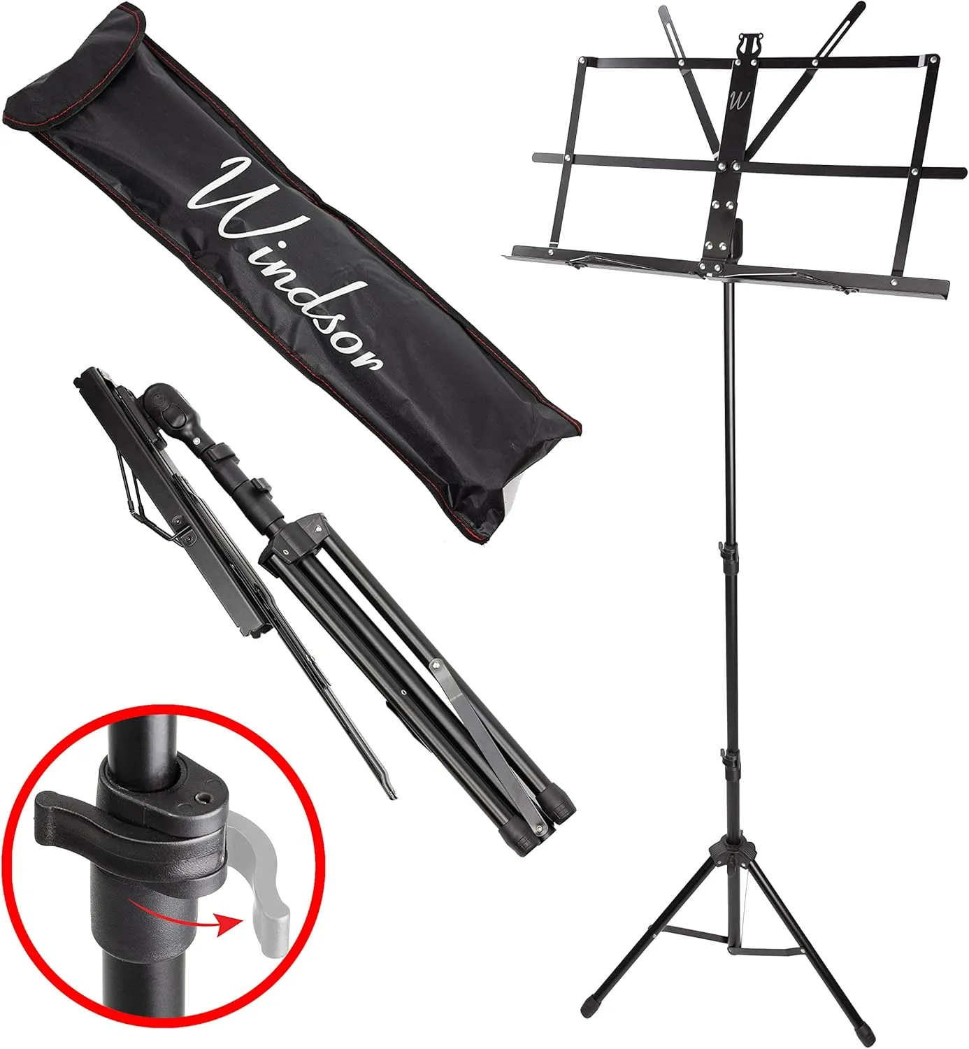Windsor Adjustable Portable Music Stand with Carry Bag