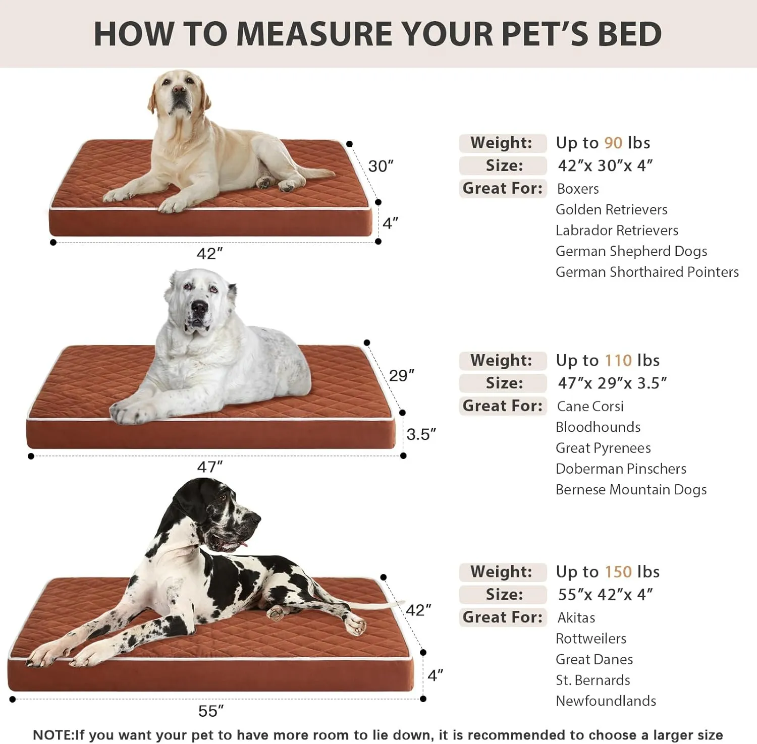 WNPETHOME Orthopedic Dog Beds - Extra Large Waterproof, Washable Cover & Anti-Slip Bottom, Egg Crate Foam, Multi-Needle Quilting XL Dog Crate Bed
