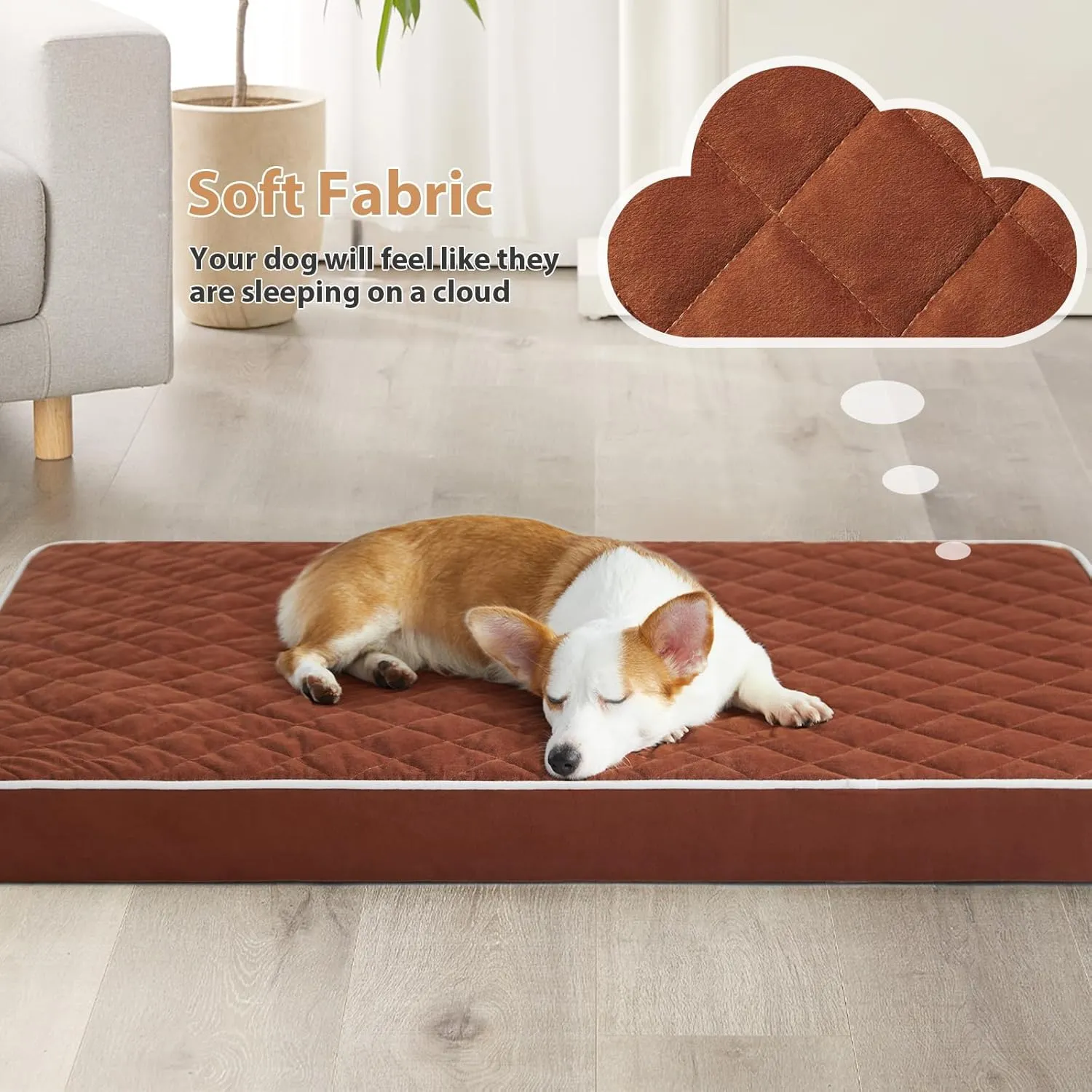 WNPETHOME Orthopedic Dog Beds - Extra Large Waterproof, Washable Cover & Anti-Slip Bottom, Egg Crate Foam, Multi-Needle Quilting XL Dog Crate Bed