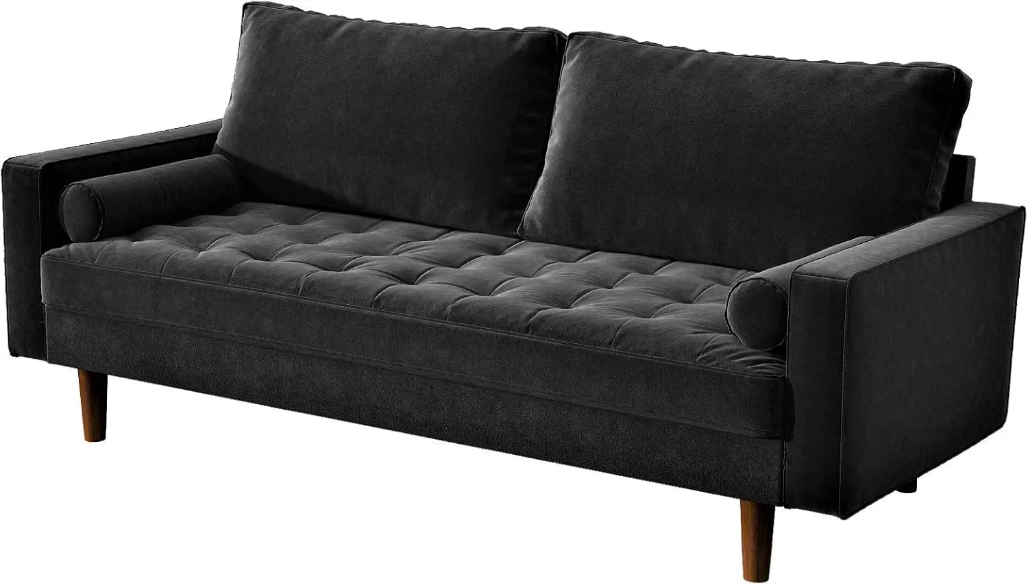 Womble Velvet Upholstered Living Room Diamond Tufted Chesterfield Sofa with Gleaming Nailheads, Midnight