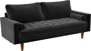 Womble Velvet Upholstered Living Room Diamond Tufted Chesterfield Sofa with Gleaming Nailheads, Midnight
