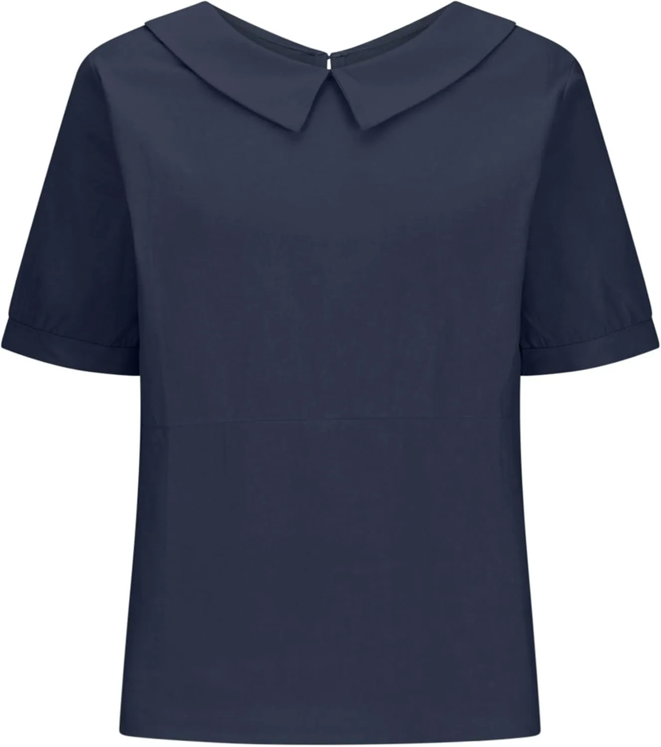 Women Cotton Linen Tops Summer Solid Collared Short Sleeve Shirt Casual Loose Tunic Tops Blouses 2024