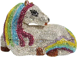 Women Cute Horse Shape Rhinestone Evening Bag Sparkling Animal Crystal Handbags Diamond Clutch for Prom Party