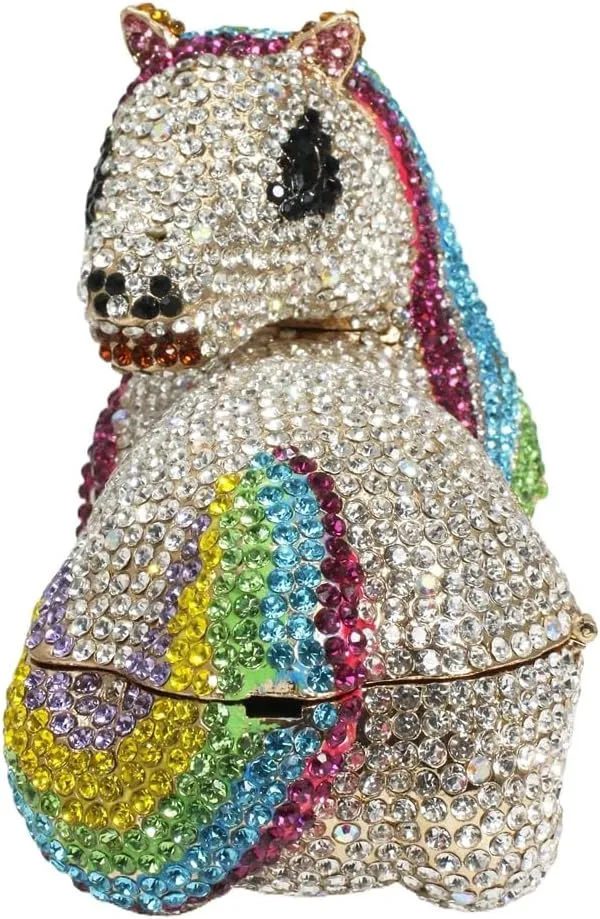 Women Cute Horse Shape Rhinestone Evening Bag Sparkling Animal Crystal Handbags Diamond Clutch for Prom Party