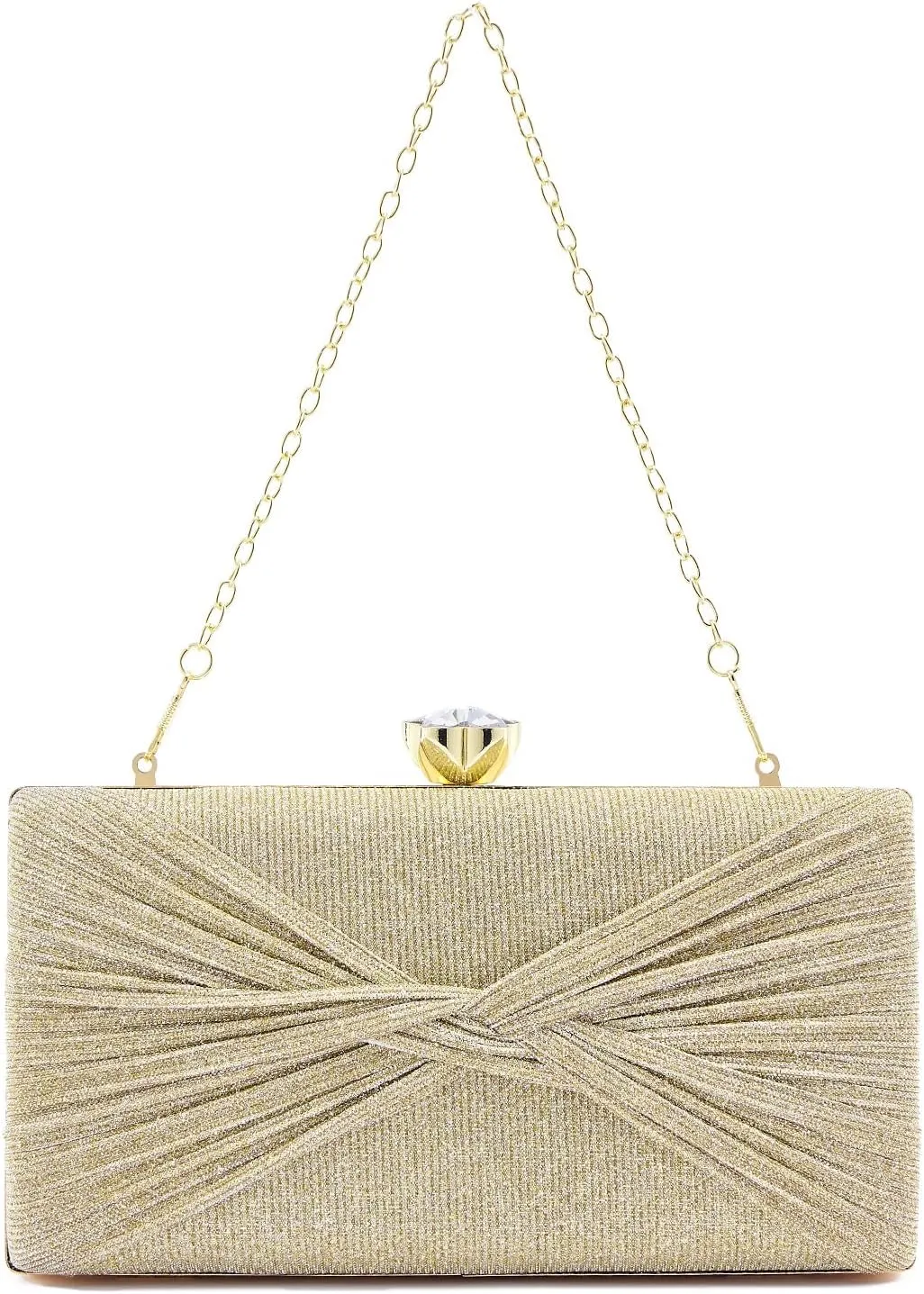 Women Dazzling Pleated Evening Clutch Bag Glitter Pleated Bow Handbag Wedding Purse Party Bag Formal Clutches