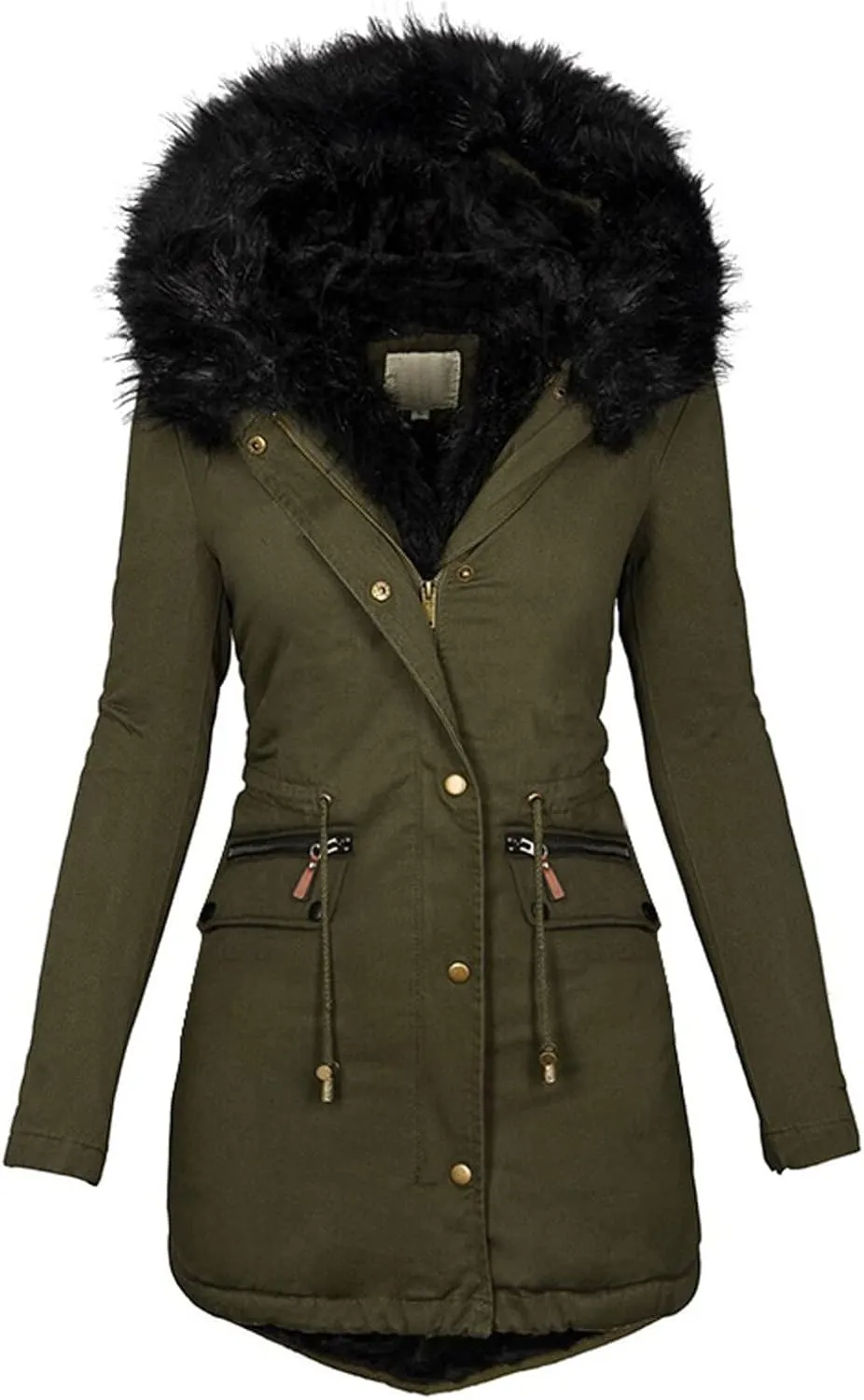 Women Down Puffer Jacket with Hood Trendy Winter Fashion Lined Hooded Snow Coat Jacket Outwear Long Jackets for