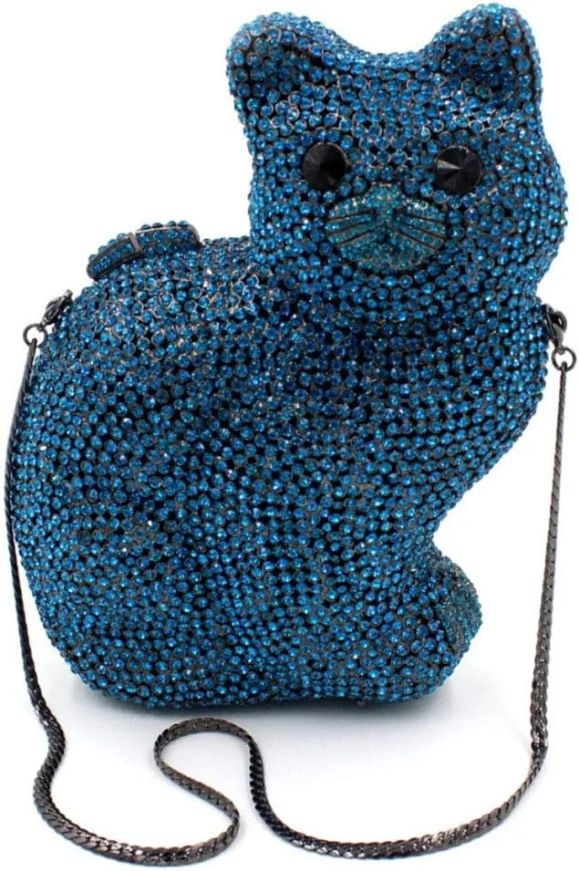 Women Evening-Bag Chain Wedding Ladies Clutches-Purse Rhinestones Luxury Handbags Cat