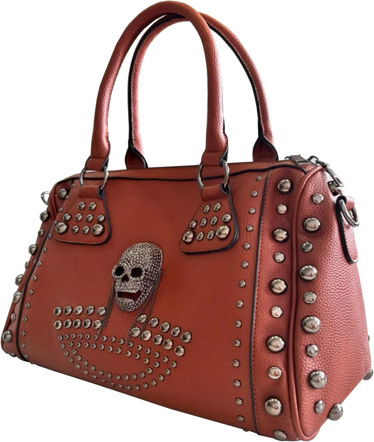 Women Fashion Rivet Handbag Purse Luminous Canvas Punk Tote with Shoulder Strap Crossbody Bag Large Capacity
