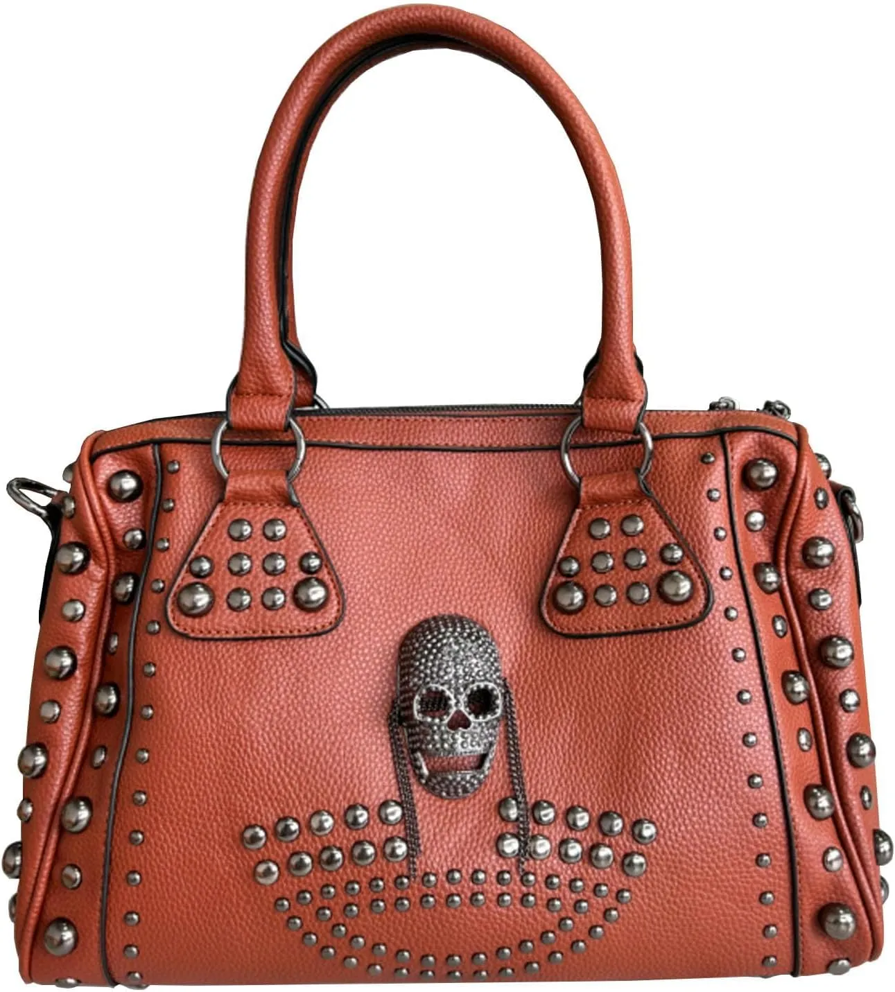 Women Fashion Rivet Handbag Purse Luminous Canvas Punk Tote with Shoulder Strap Crossbody Bag Large Capacity
