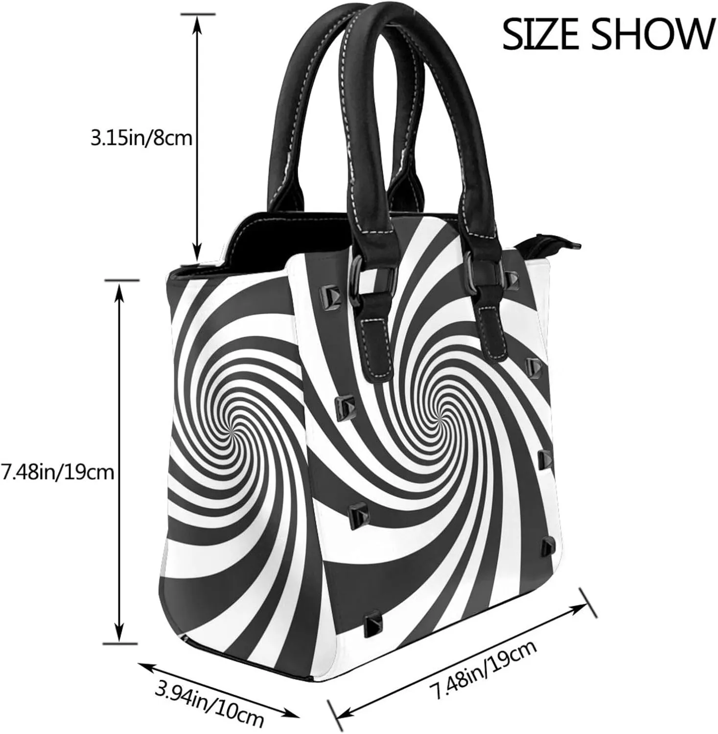 Women Fashion Tote Bag PU Leather Rivet Studded Ladies Purse Shoulder Bag Satchel Work Shopping Bag