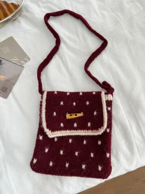Women Horn Button Crossbody bag Handmade Crochet Bread Unique Purse Fun and Quirky Bag for Everyday