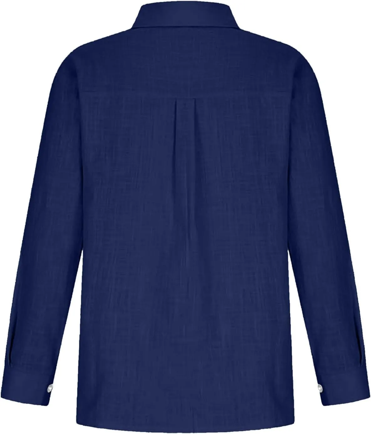 Women Solid Color Linen Shirts Long Sleeve Button V Neck Tops Office Work Tshirt Dressy Casual Fall Blouses