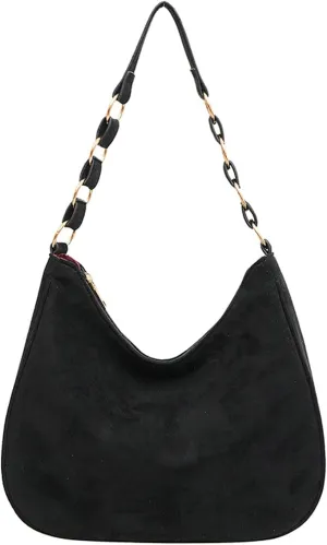 Women Suede Velvet Shoulder Bag 2024 Fall Winter Trendy Vintage Crossbody Tote Bag Stylish Hardware PU Leather Retro Colors