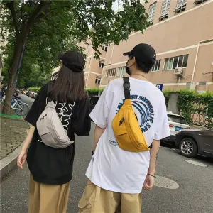 Women's & Men's & Korean Style Solid Color Simple Men's Chest Bags