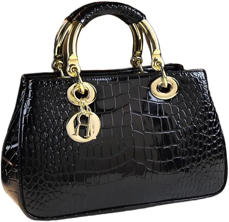 Women's bag fashion crocodile pattern handbag crossbody shoulder bag patent leather color