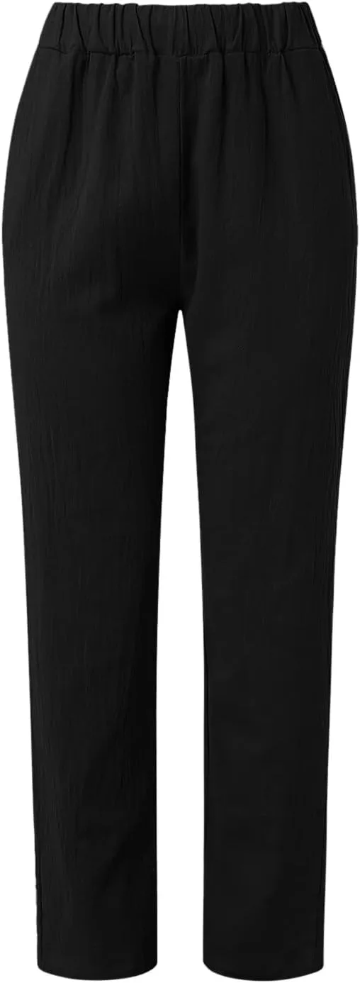 Womens Bootcut Dress Pants Wide Leg Dress Pants Loose Fit Wide Leg Capri Casual Plus Size Elastic Waist Trousers