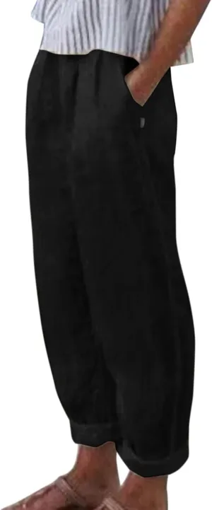 Womens Bootcut Dress Pants Wide Leg Dress Pants Loose Fit Wide Leg Capri Casual Plus Size Elastic Waist Trousers