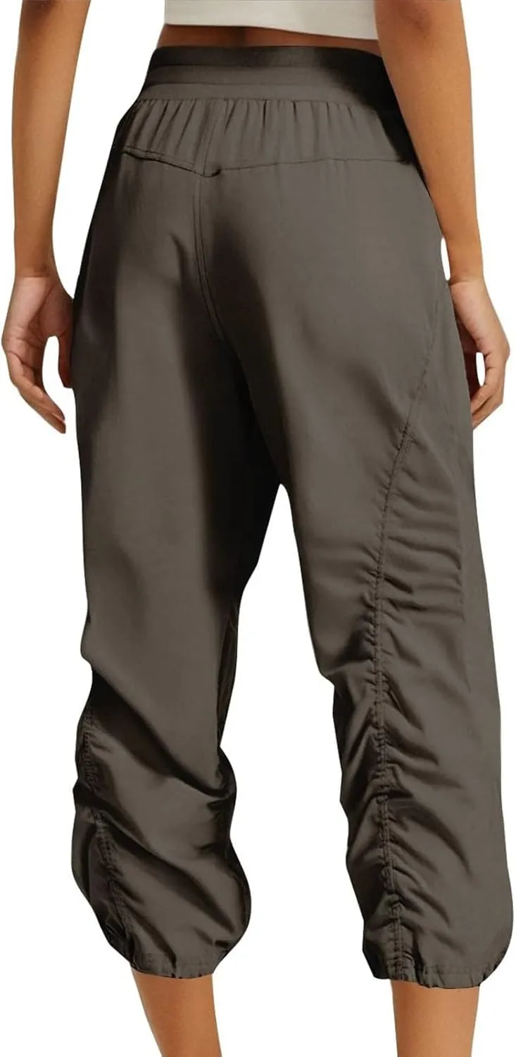 Womens Capri Pants Summer Quick Dry Hiking Pants Drawstring Casual Lightweight Stretch Active Pant Joggers