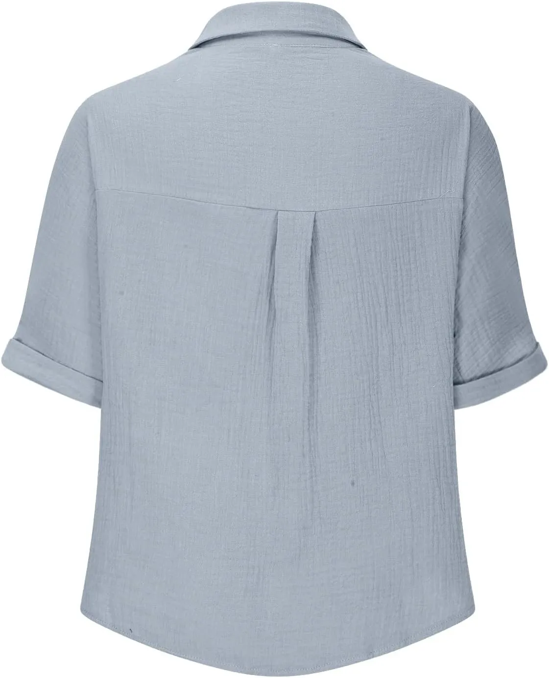 Womens Cotton Button Down Shirt Rolled Cuffed Short Sleeve Blouse Ladies Summer Casual V Neck Beach Cotton Tops