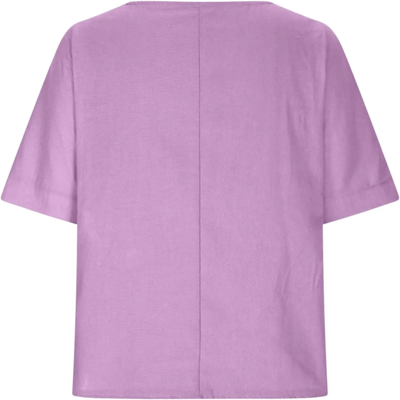 Womens Cotton Linen Shirts Casual Short Sleeve Blouses 2025 Trendy Loose Fit Crew Neck Solid Color Work Tops